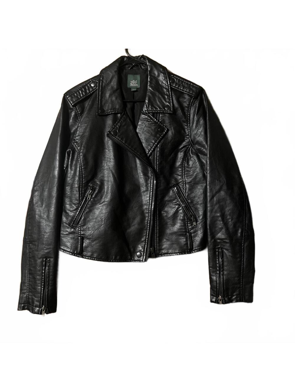 Wild Fable Black Faux Leather Biker Jacket - Medium